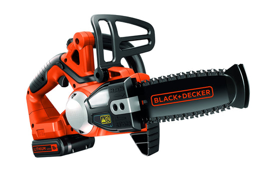 BLACK+DECKER GKC1820L20-QW - Motosierra eléctrica, Espada de 20 cm, Batería 18V 2 Ah, Diámetro de corte 16 cm, Velocidad 3,1 m/s y depósito 25 ml, ligera y segura