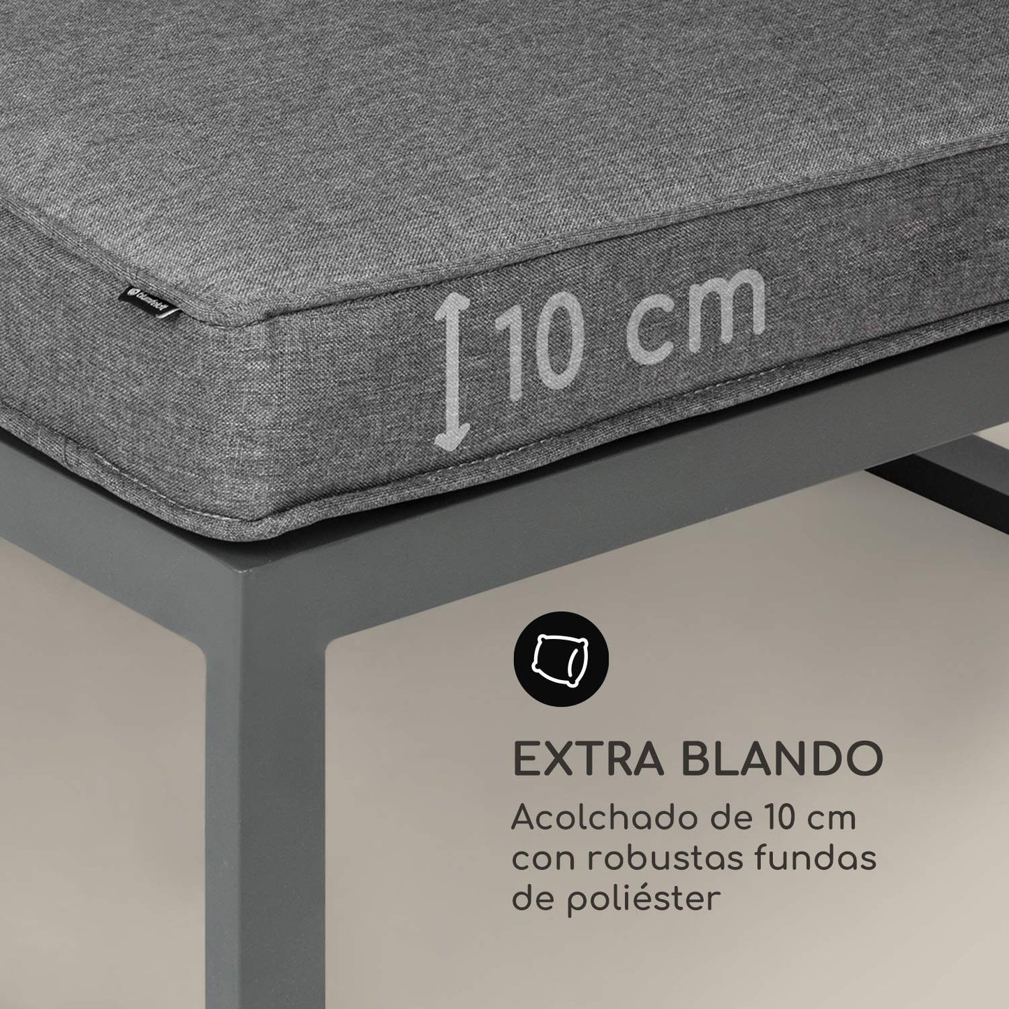 blumfeldt Ravenna - Set Lounge de 4 Piezas, Sofá de 3 plazas, 2 sillones, Mesa de Centro, Estructura Aluminio, Recubrimiento en Polvo, Techo Protector, Cojines adicionales, Fundas de poliéster, Gris