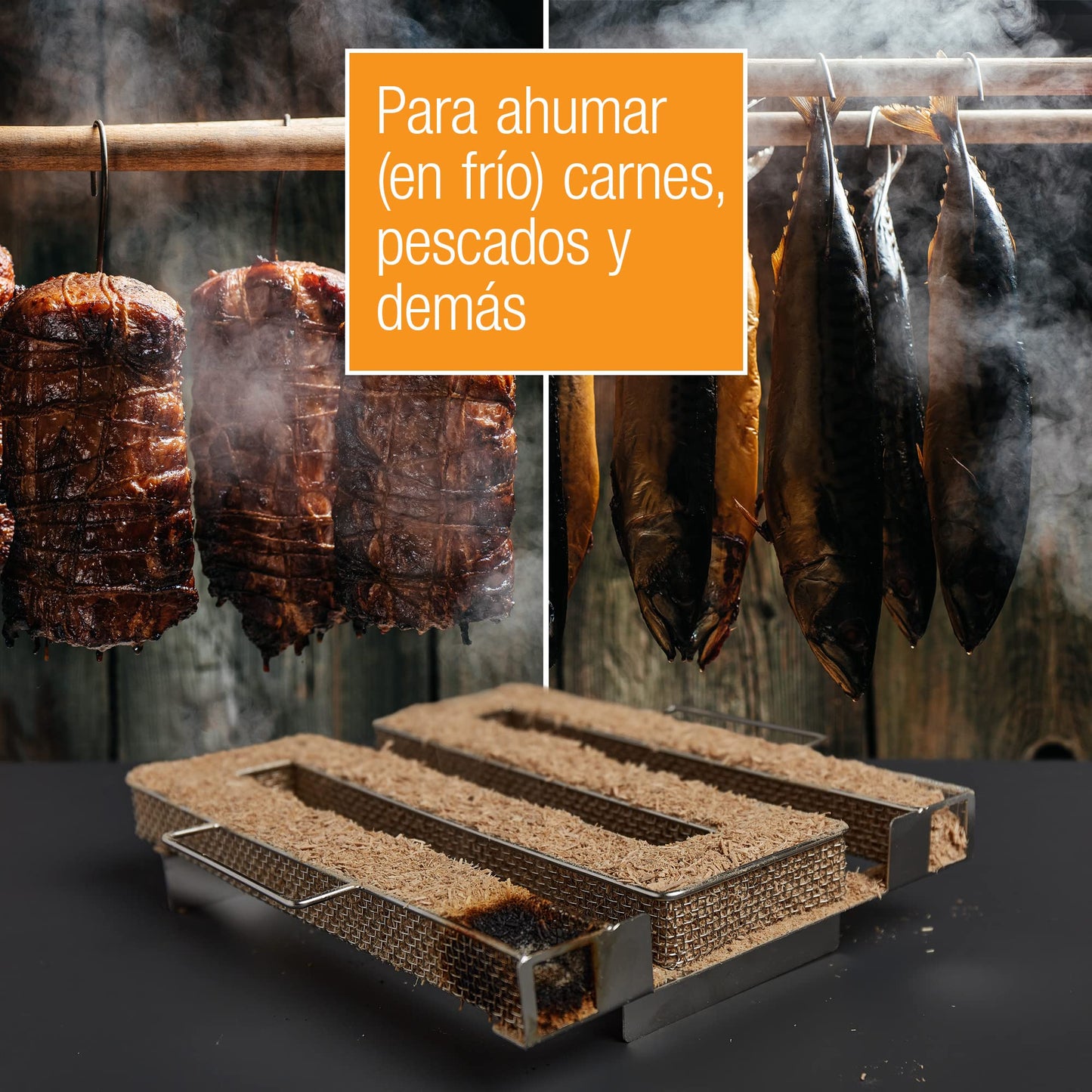 AMAZY Generador de humo frío para la parrilla | Creador de humo frío de acero inoxidable para el ahumado en frío en la barbacoa, el ahumador o la parrilla de la caldera