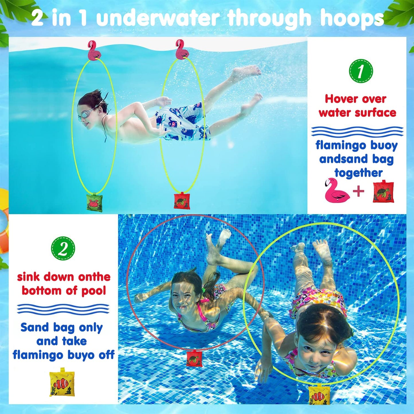 Anillos de Buceo para el Agua,Juguetes de Buceo,Anillos de Buceo, Juguetes para la Piscina Juego de Anillos de Buceo,Juguetes para el Buceo en la Piscina,Juguetes Subacuáticos para Niños