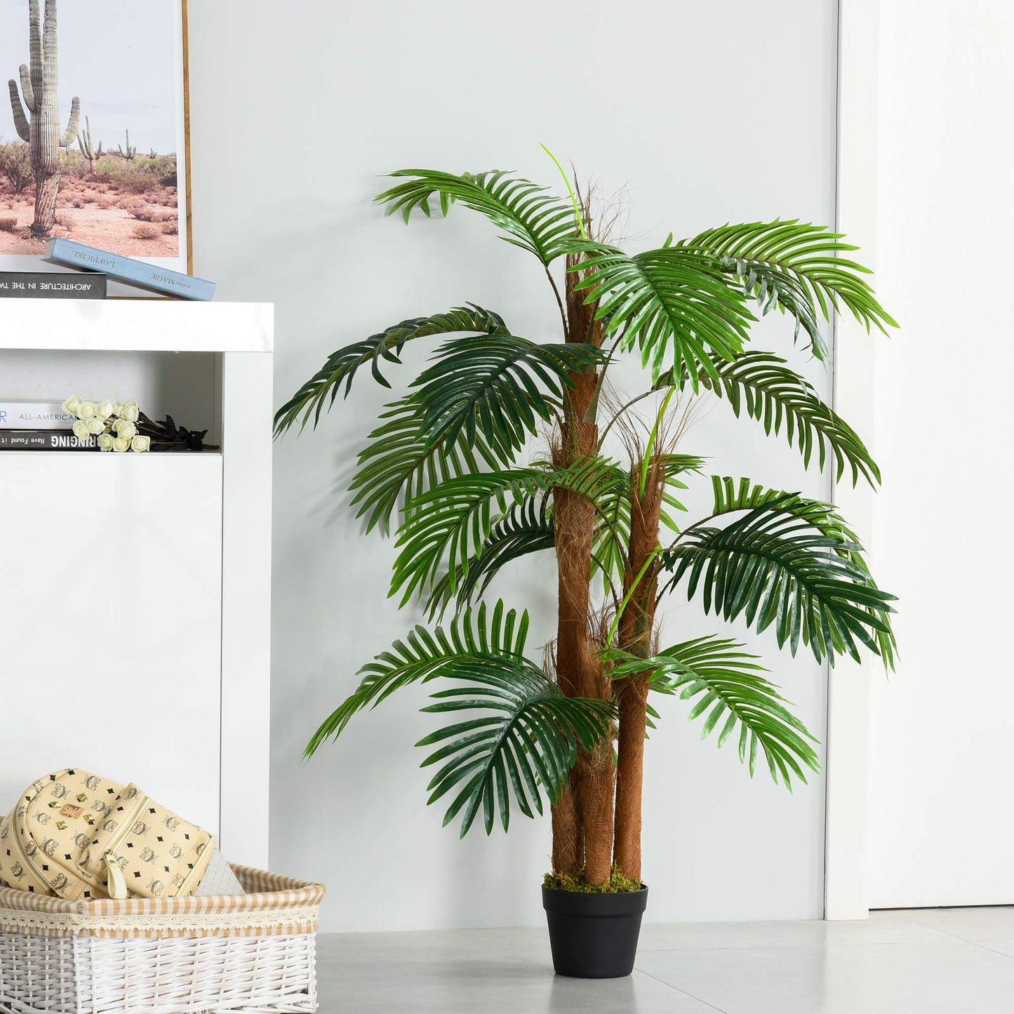 Outsunny Planta Artificial en Maceta Altura 123 cm Árbol Artificial para Decoración Hogar Oficina y Exterior Verde