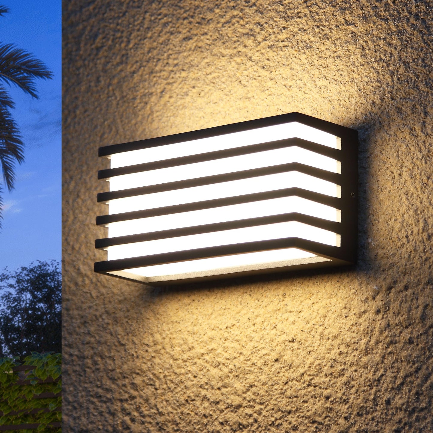 WAYEE Lámparas Exterior,Apliques Pared Exterior,Luces LED Exterior Luz Pared12W Blanco Cálido,Negro Impermeable Gris Antracita,L21CM, Horizontal/Vertical Montado,Pantalla con Protección UV,Porche