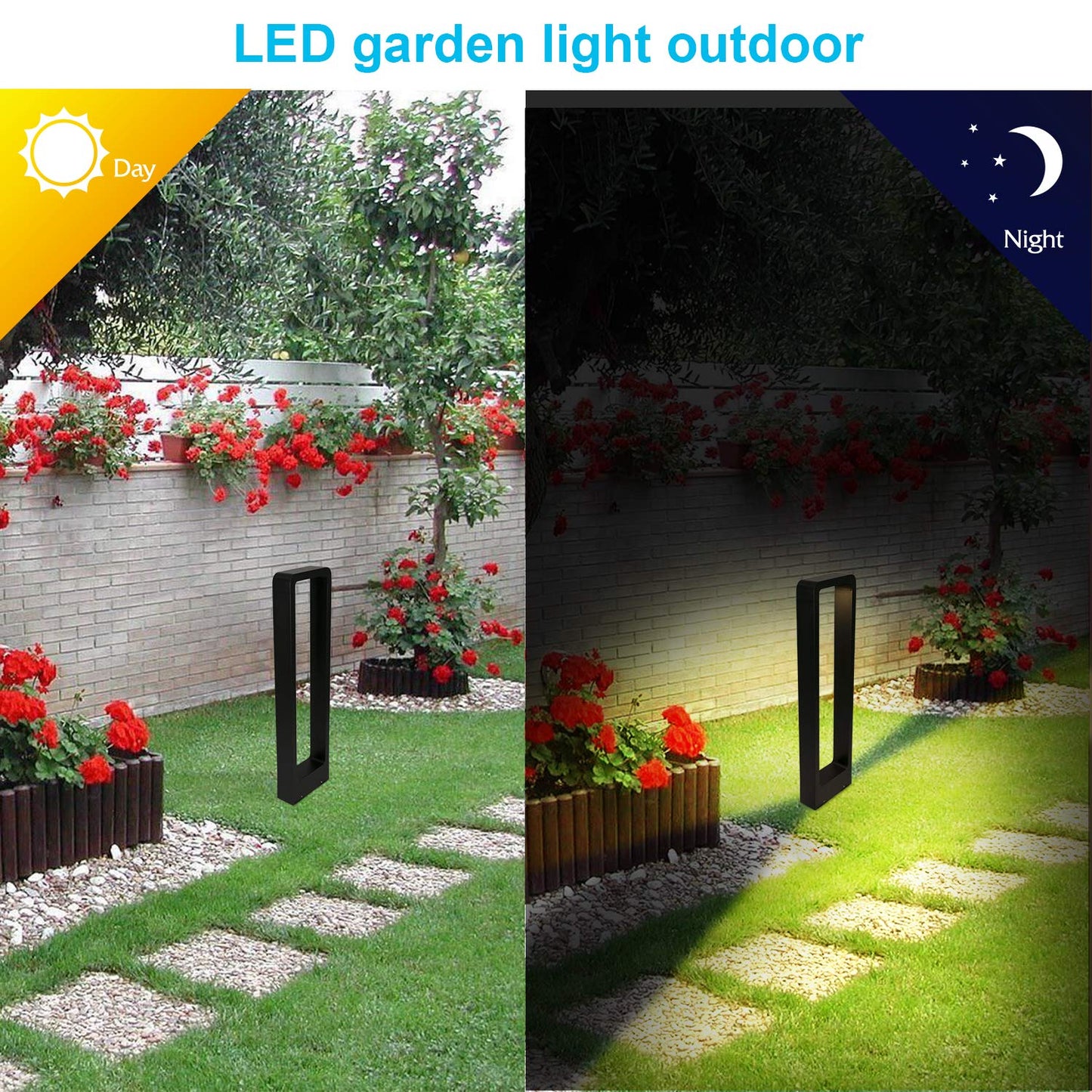 LEDMO 12W Lampara Exterior Jardin 3000K Farolas de Jardin LED Balizas Exterior Jardin 60cm Farolas Exterior Jardin Impermeable IP65