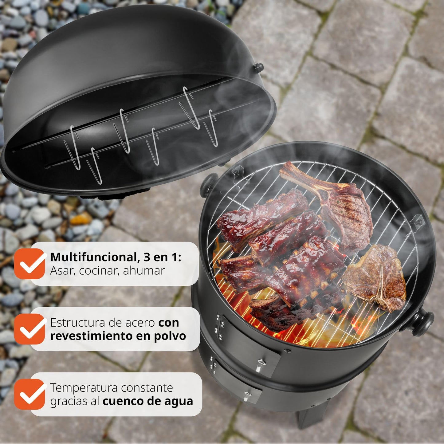 TecTake Barbacoa Barbecue Grill con Carbón Vegetal Parrilla Fumador - varios modelos - (BBQ charcoal grill | no. 401172)