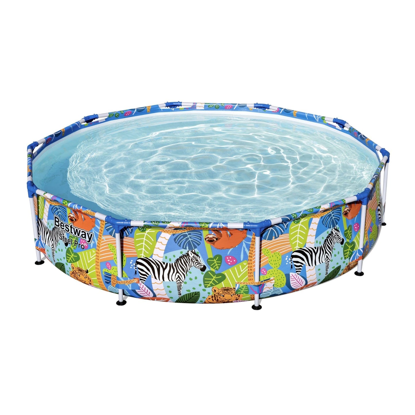 BESTWAY 56985 - Piscina Desmontable Tubular Infantil Steel Pro 305x66 cm Tritech Reforzado con Marco de Acero Diseño Animales de Colores Capacidad 4.062 Litros