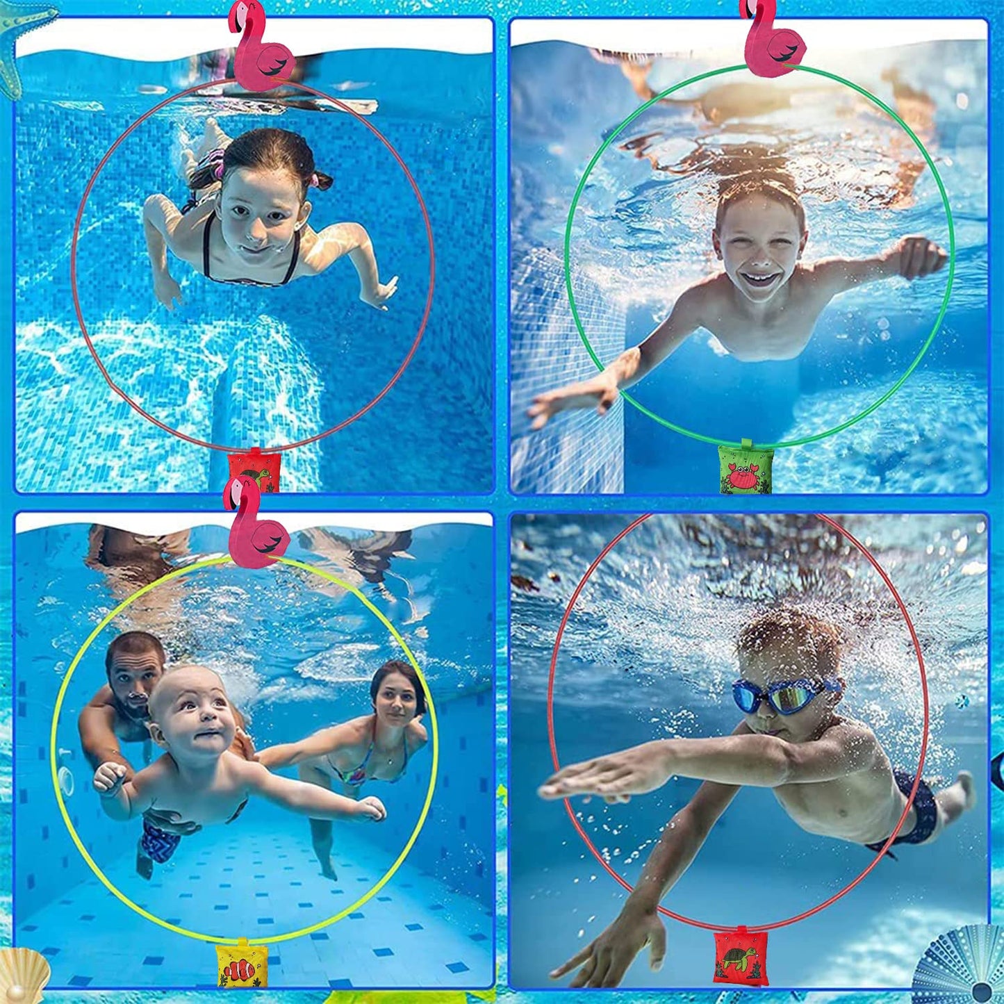 Anillos de Buceo para el Agua,Juguetes de Buceo,Anillos de Buceo, Juguetes para la Piscina Juego de Anillos de Buceo,Juguetes para el Buceo en la Piscina,Juguetes Subacuáticos para Niños