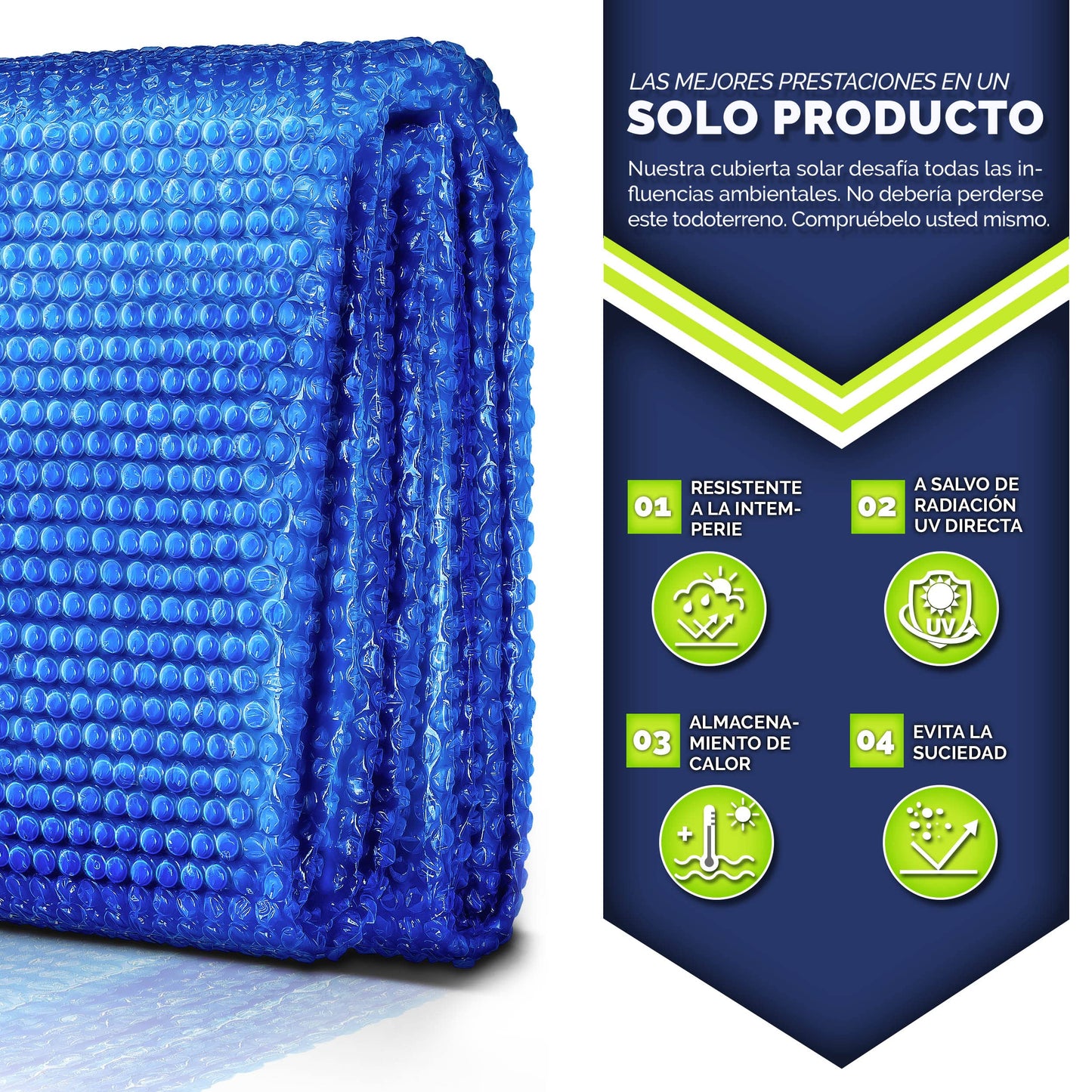 tillvex Cobertor Solar para Piscinas Rectangular 300x200 cm | Espesor de la lámina 120 µm | se Puede Cortar a Medida | Calefacción de la Piscina para el Calentamiento del Agua