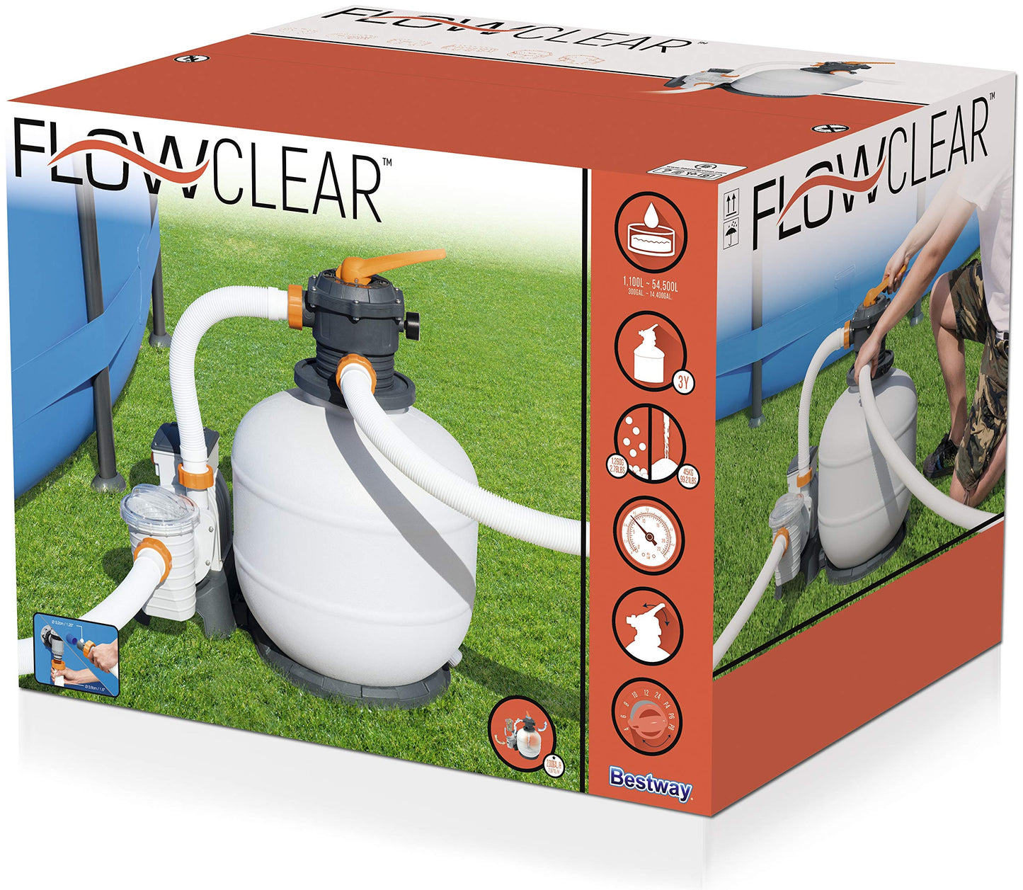 Bestway Filtro de Arena Flowclear, Multicolor, 7,571 l/h (58499)