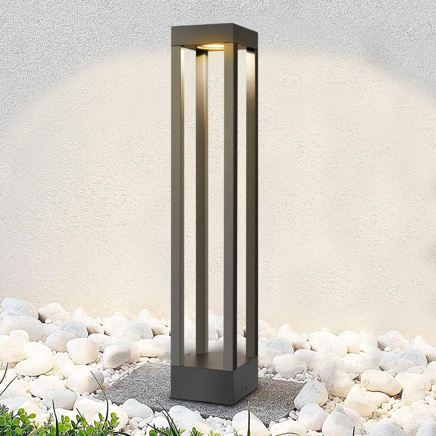 LEDMO 9W Farolas Exterior Jardin 3000K Balizas Exterior Jardin Negro LED Farola Jardin Exterior 60cm Luces Jardin Exterior IP65