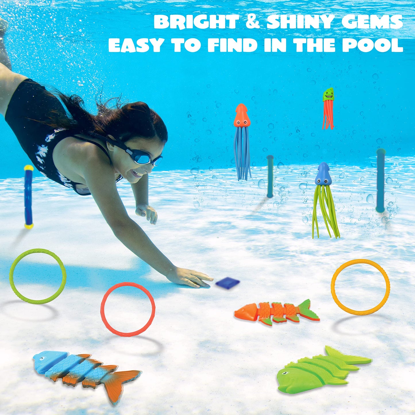 JOYIN 30pcs Juguetes de Buceo Juegos de Agua Verano Piscina Juguetes para Nadar bajo el Agua Conjunto Juguetes de Entrenamiento Torpedo Bandit