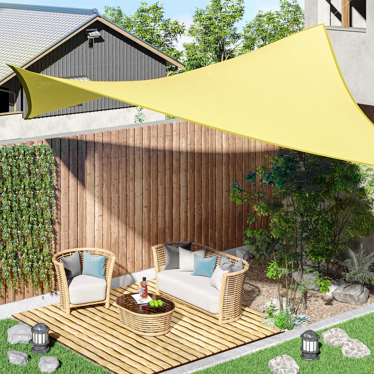 Outsunny Toldo Vela Rectángulo 3x4m Vela de Sombra para Terraza Jardín Camping Resistente al Agua Protección UV Poliéster Color Arena