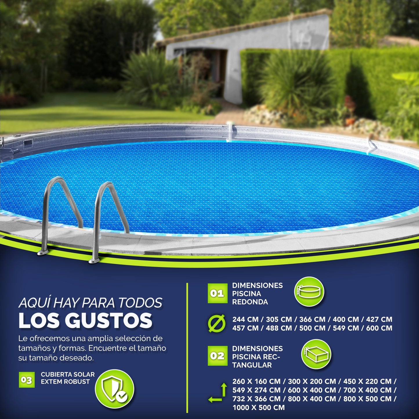 tillvex Cobertor Solar para Piscinas Rectangular 300x200 cm | Espesor de la lámina 120 µm | se Puede Cortar a Medida | Calefacción de la Piscina para el Calentamiento del Agua