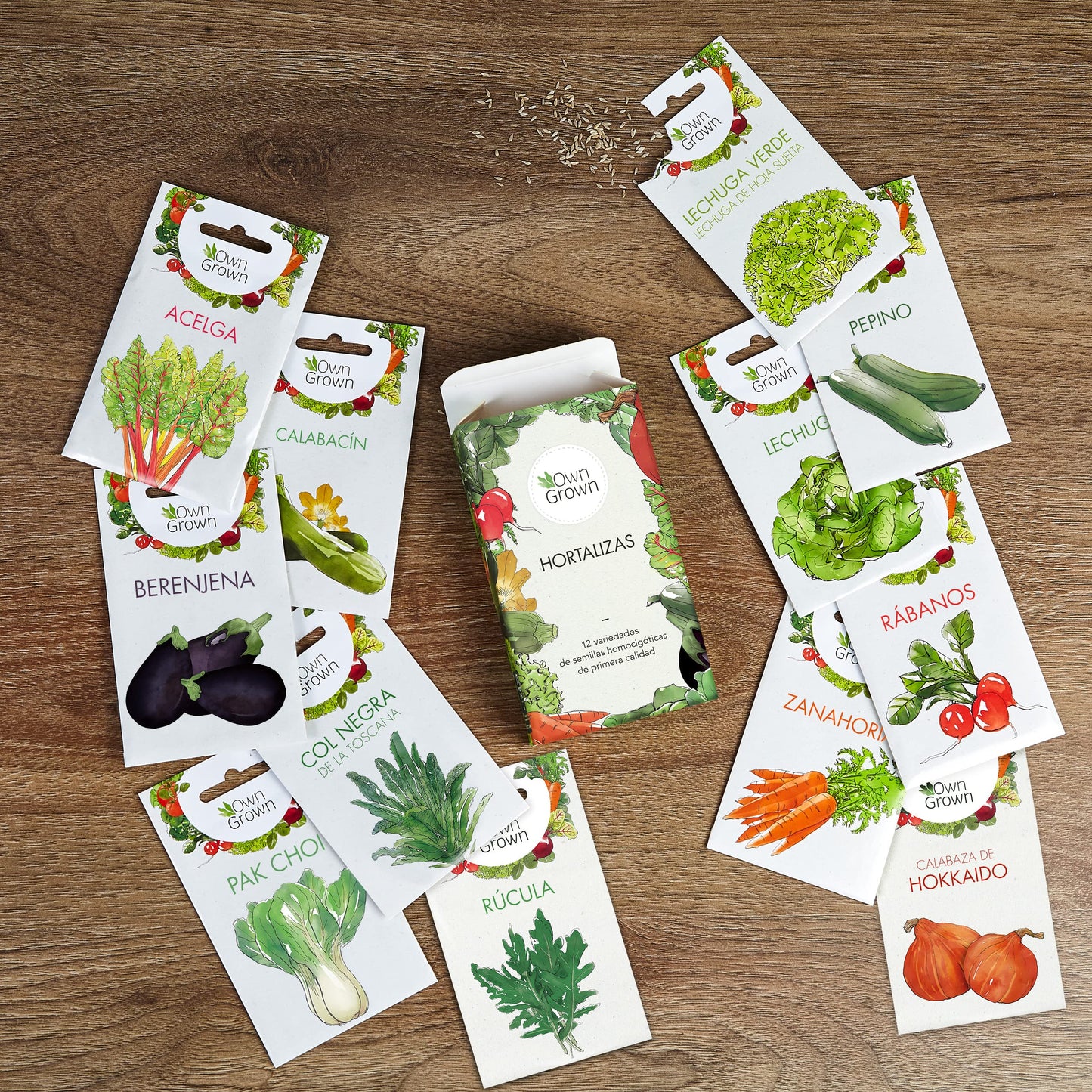 Kit Semillas Verduras: 12 Variedades de Semillas de Hortalizas para plantar – Semillas Huerto – Semillas Verduras – Tomate, Lechuga – OwnGrown Plantas