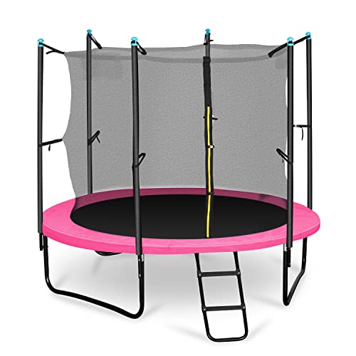 Klarfit Cama Elastica Niños con Red de Protección, Camas Elasticas Exterior con Cubierta para Lluvia, Escalera, Trampolín con Colchoneta Protección UV, Trampolín Juegos Niños para Jardín, 250 cm